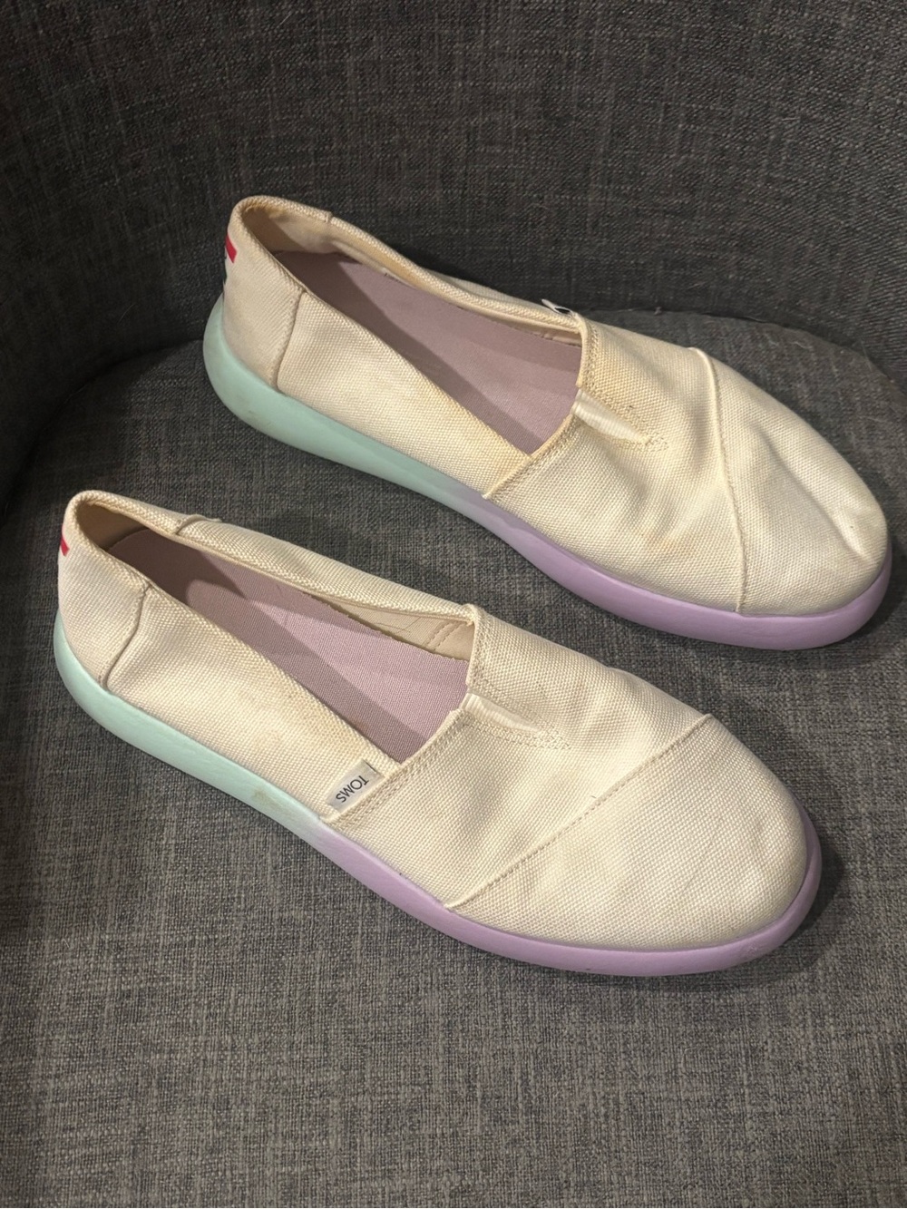 Toms Alpargata Mallow White Canvas Ombré Slip On Shoes Women’s Size 9